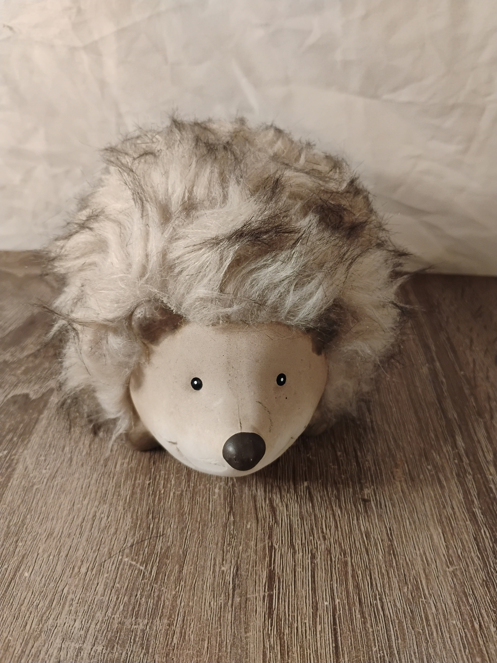 Neutral Faux Fur Hedgehog Decorative Figurine - Home Accents